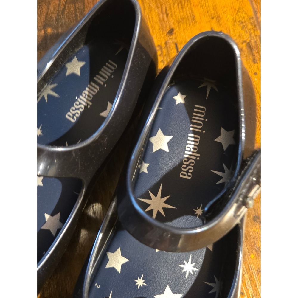 Mini Melissa Ultragirl Star Bow Navy Blue Jelly Mary Jane Shoes Kids Size 8 USA - Picture 6 of 6